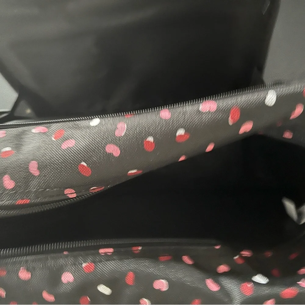 Like new-JETSTREAM Black Crossbody Bag with Pink & White Dot Print - Picture 6 of 7